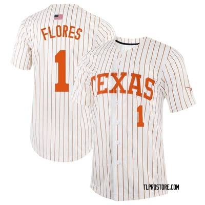 Men's Jalin Flores Texas Longhorns Replica Pinstripe Full-Button Baseball Jersey - White